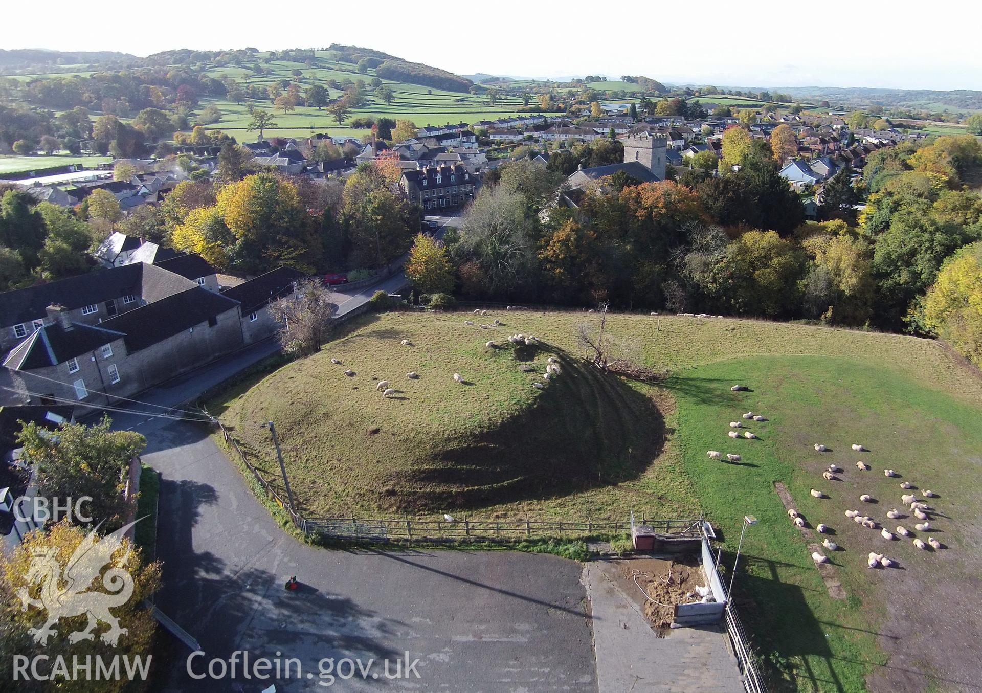 Aerial photograph showing Hay Motte, taken by Paul Davis, 25th October 2015.