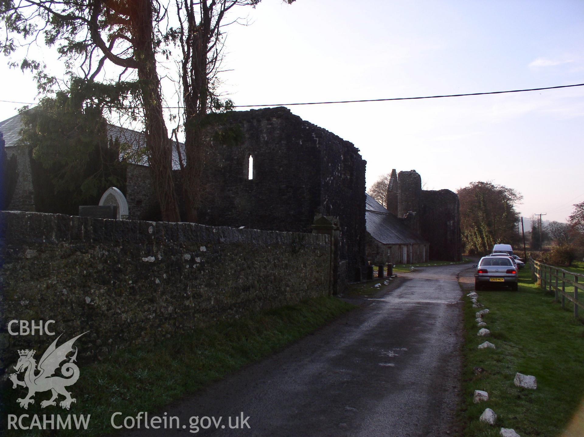 Colour digital photograph showing part of the exterior of St. Michael's Church, Ewenny; Glamorgan.