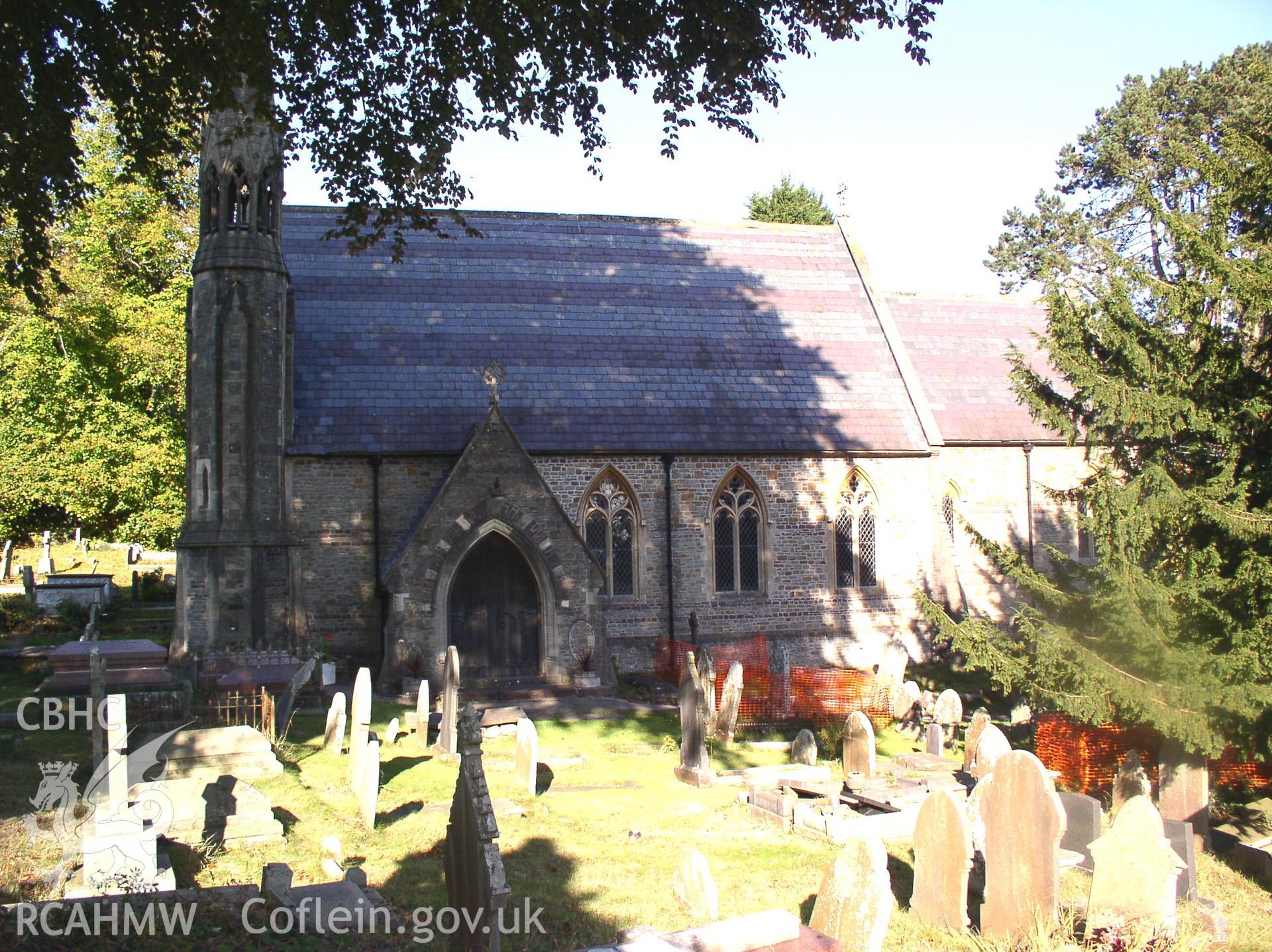Colour digital photograph showing the exterior of St Catwg's Church, Pentyrch; Glamorgan.