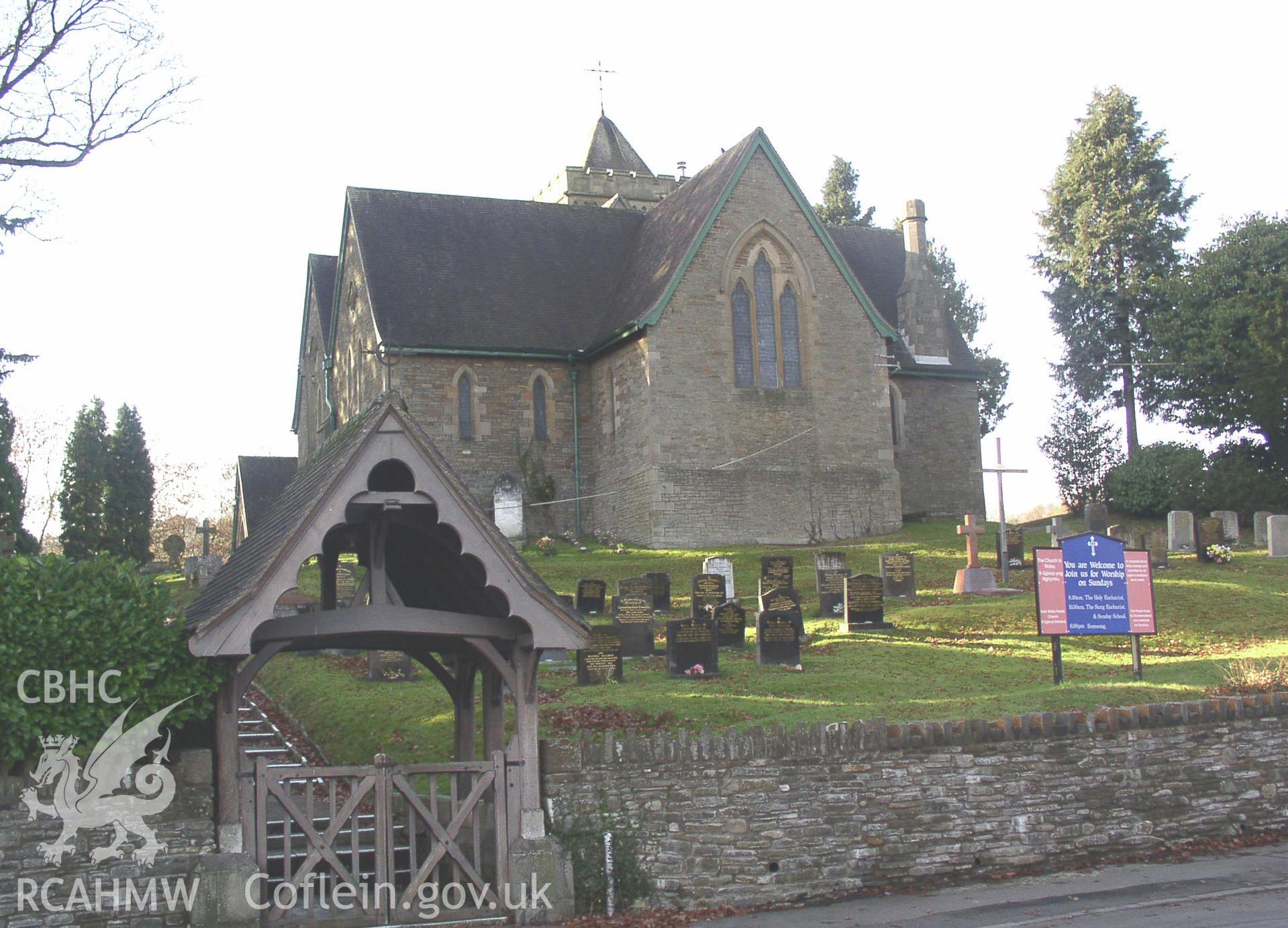 Colour digital photograph showing an elevation view of Holy Trinity Church, Ystrad Mynach; Glamorgan.