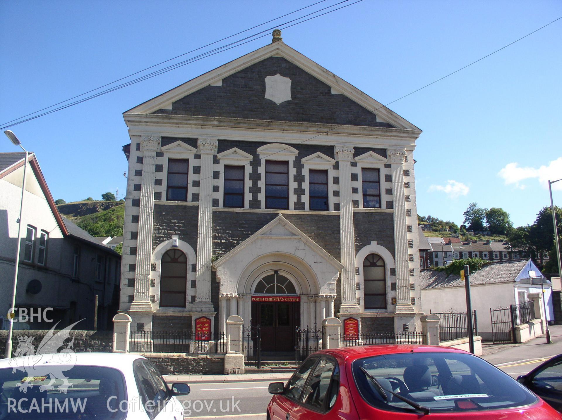 Colour digital photograph showing the exterior of Elim Pentecostal Church, Porth; Glamorgan.