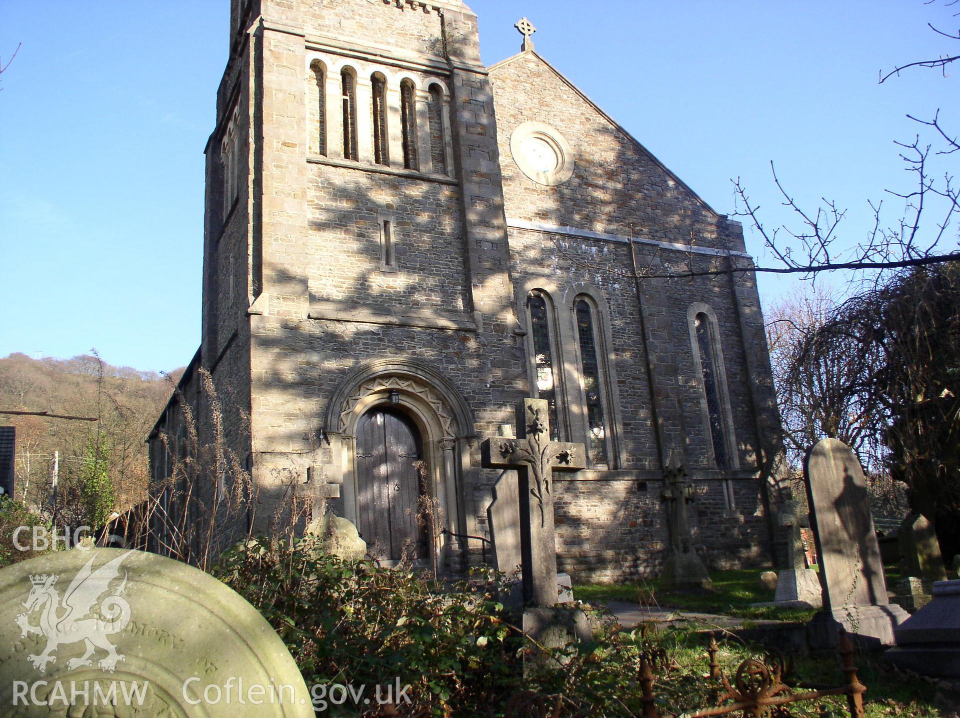 Colour digital photograph showing the exterior of St. Mary's Church, Glyntaf; Glamorgan.