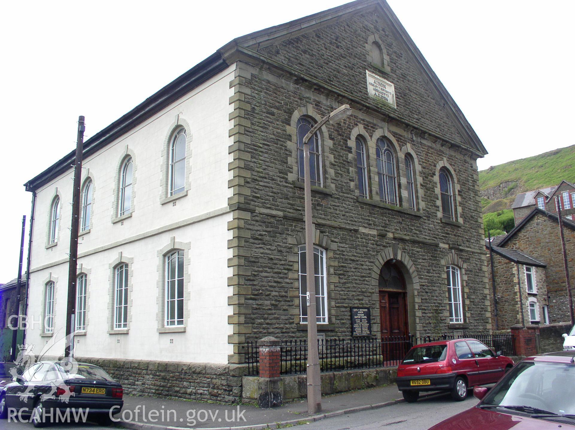 Colour digital photograph showing an elevation view of Ynyshir Baptist Chapel, Ynyshir; Glamorgan.