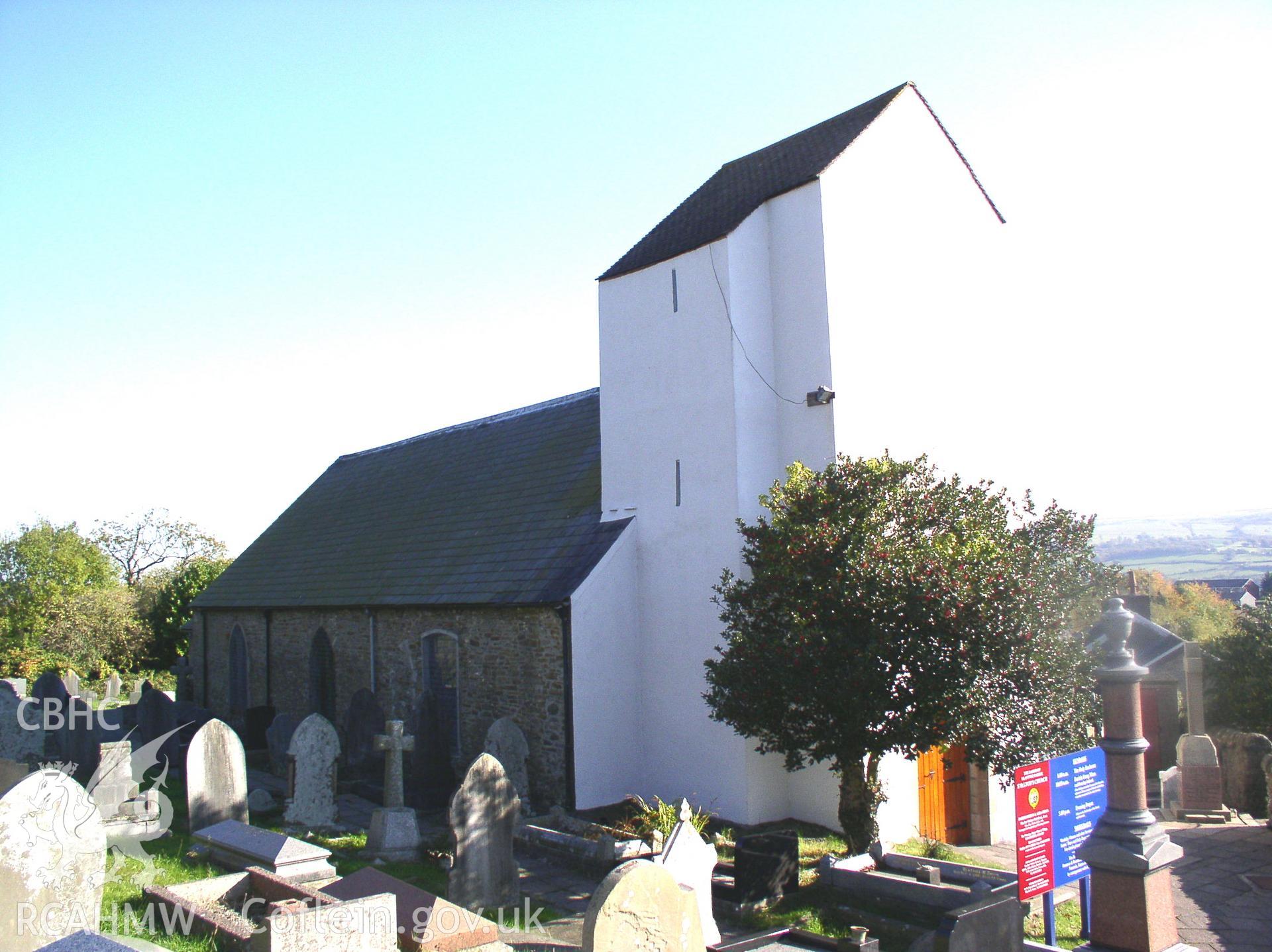 Colour digital photograph showing the exterior of Saint Illtyd's Church, Llantwit Fardre; Glamorgan.