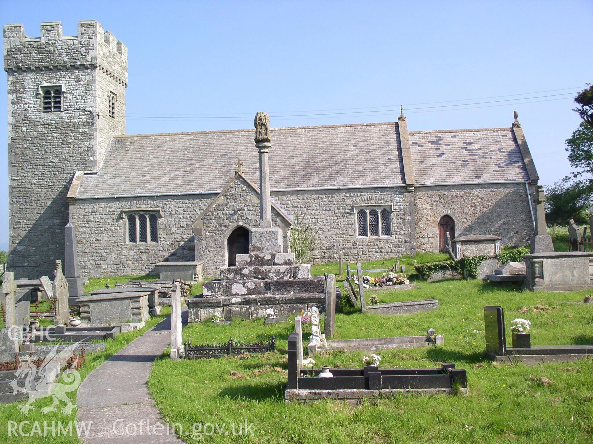 Colour digital photograph showing a front elevation view of St Mary's Church, Penmynydd; Glamorgan.