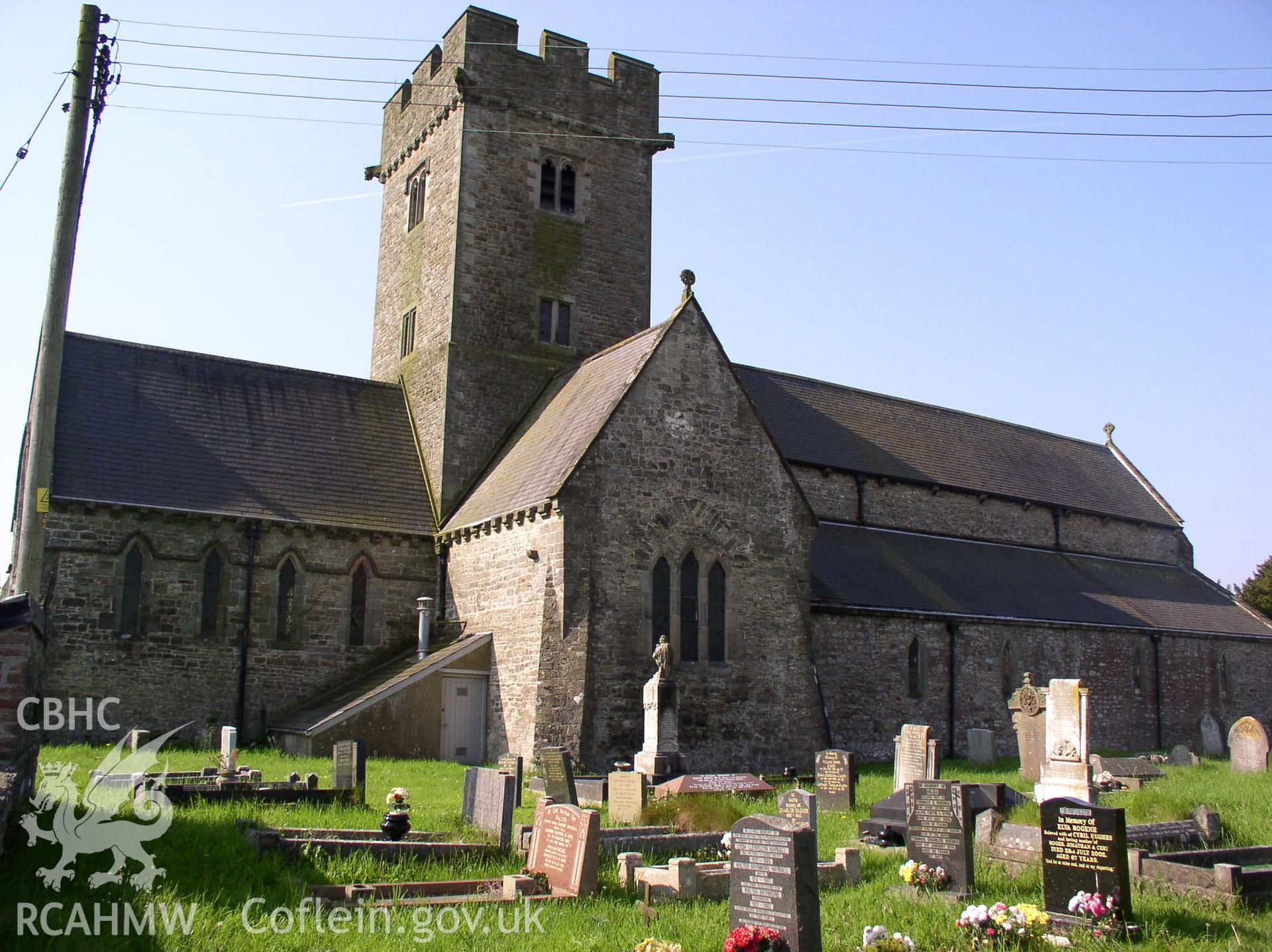 Colour digital photograph showing the exterior of St. Crallo's Church, Coychurch.