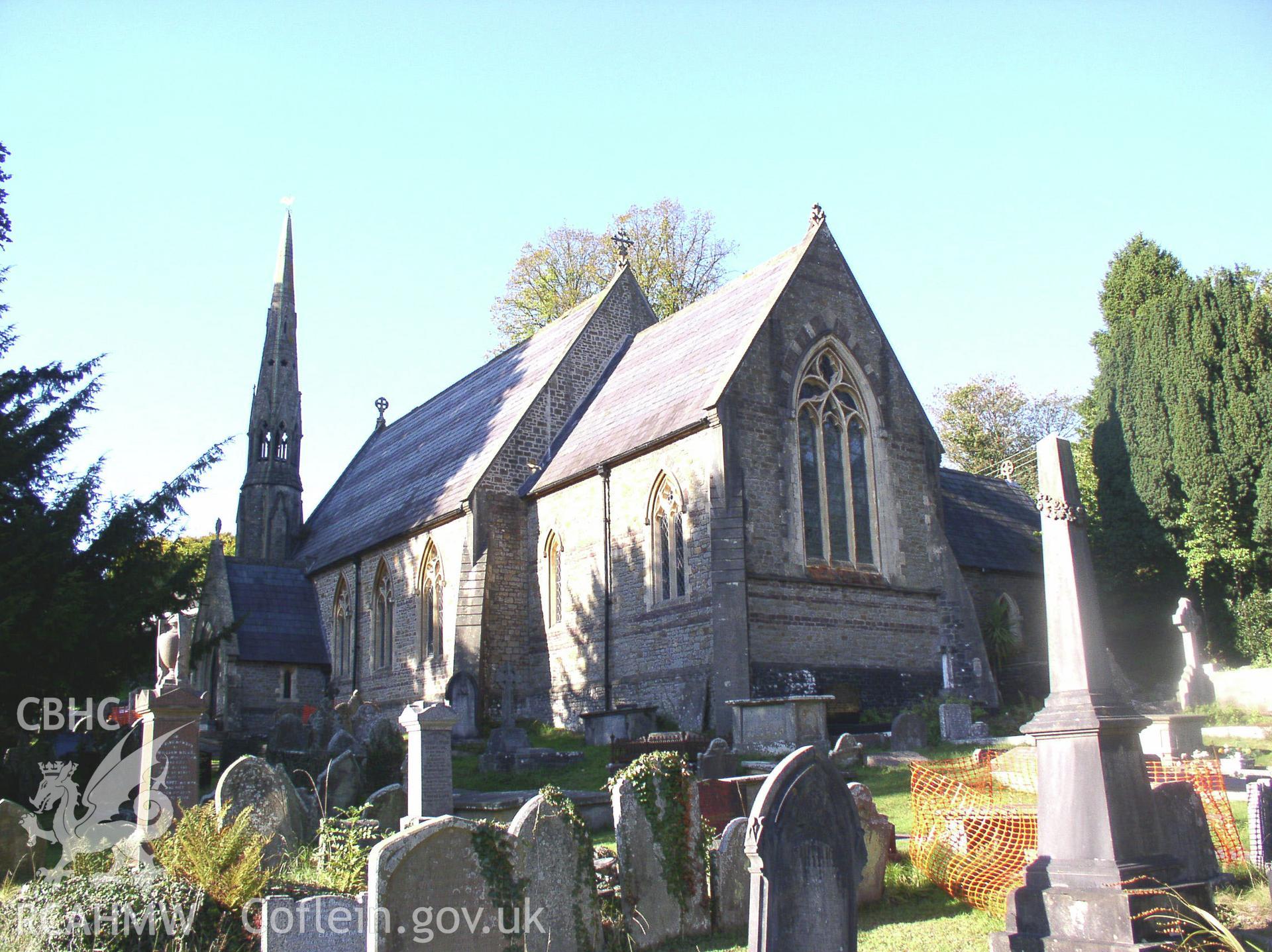 Colour digital photograph showing the exterior of St Catwg's Church, Pentyrch; Glamorgan.