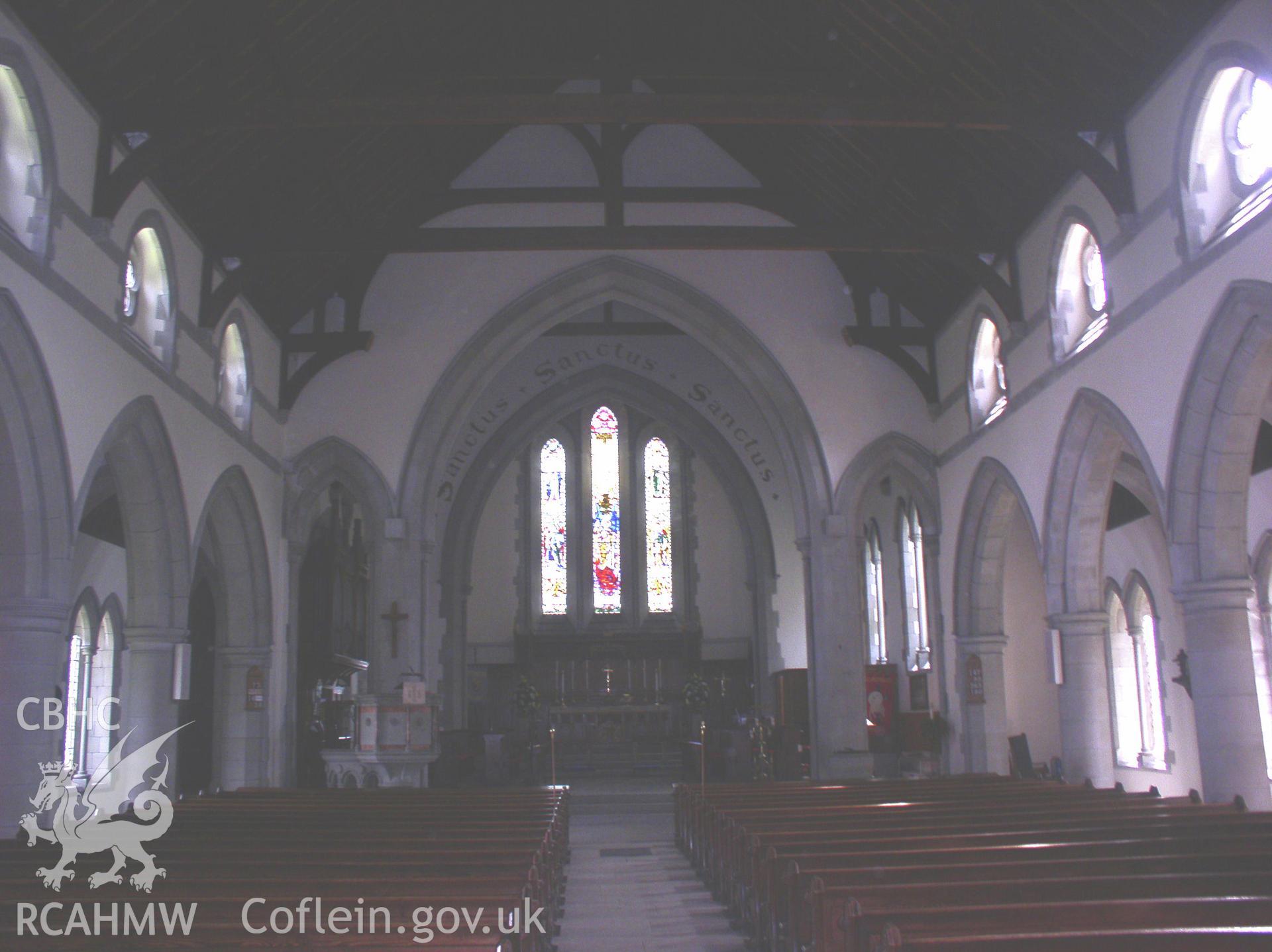 Colour digital photograph showing the interior of St Michael and All Angel's Church, Maesteg; Glamorgan.