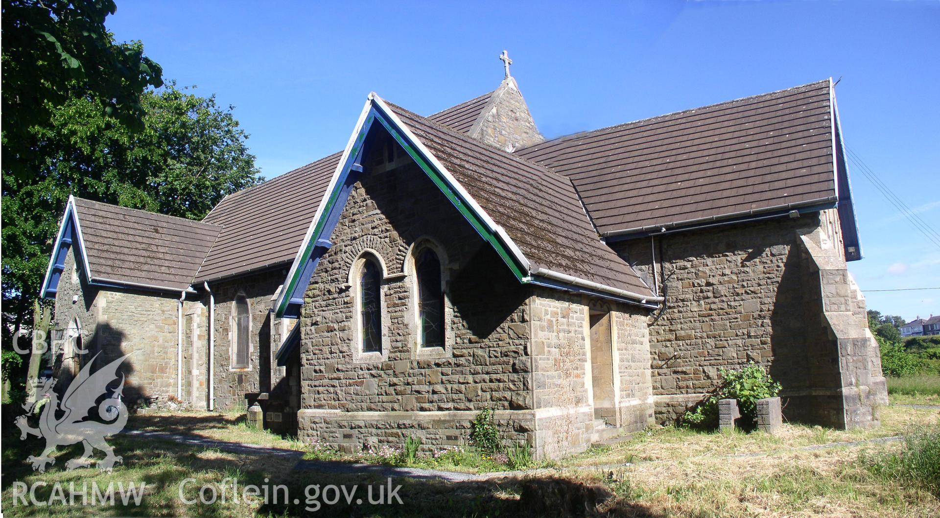 Colour digital photograph showing the exterior of St Lleurwg's Church, Hirwaun; Glamorgan.
