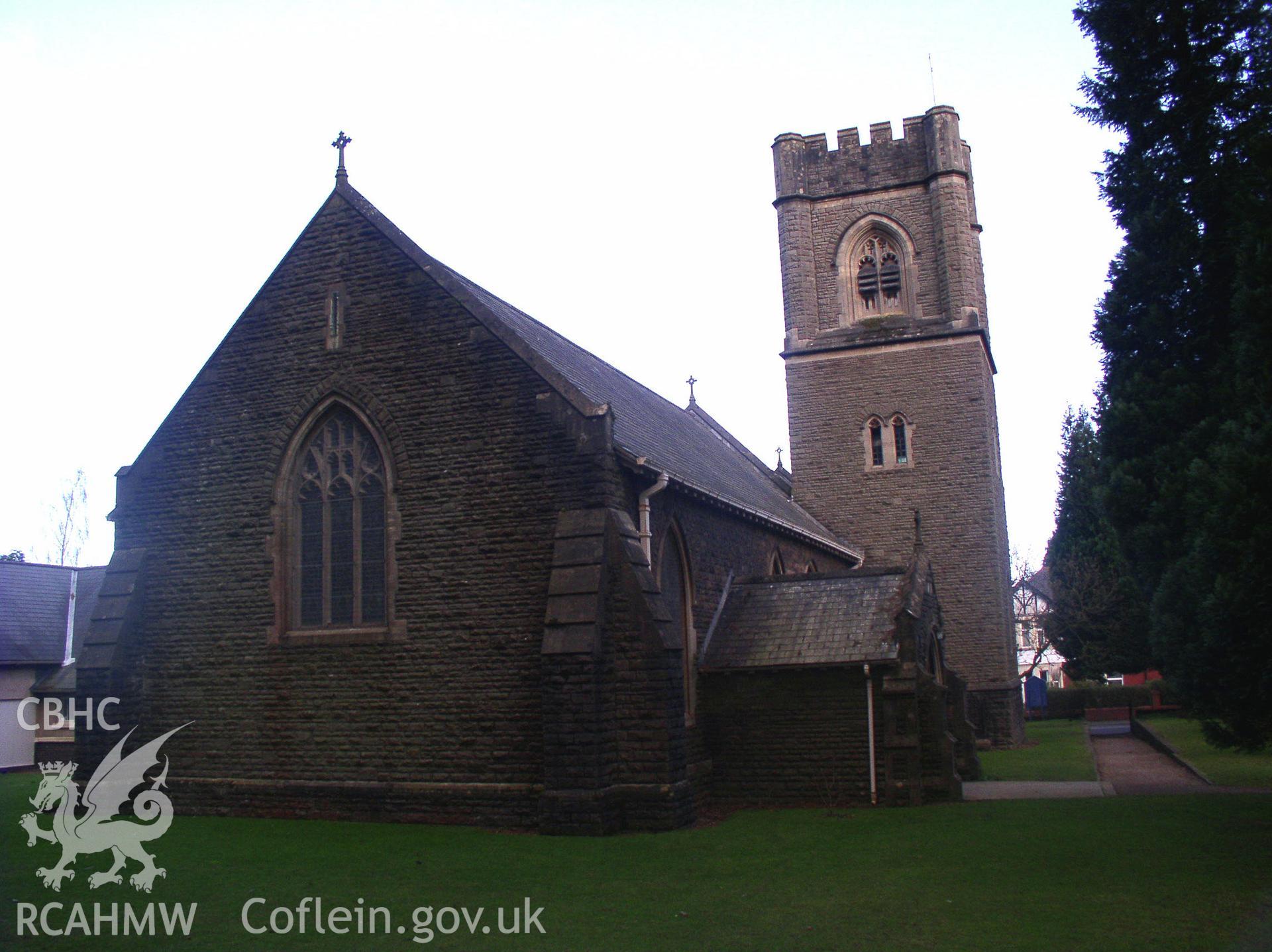 Colour digital photograph showing a three quarter elevation view of Christ Church, Radyr; Glamorgan.