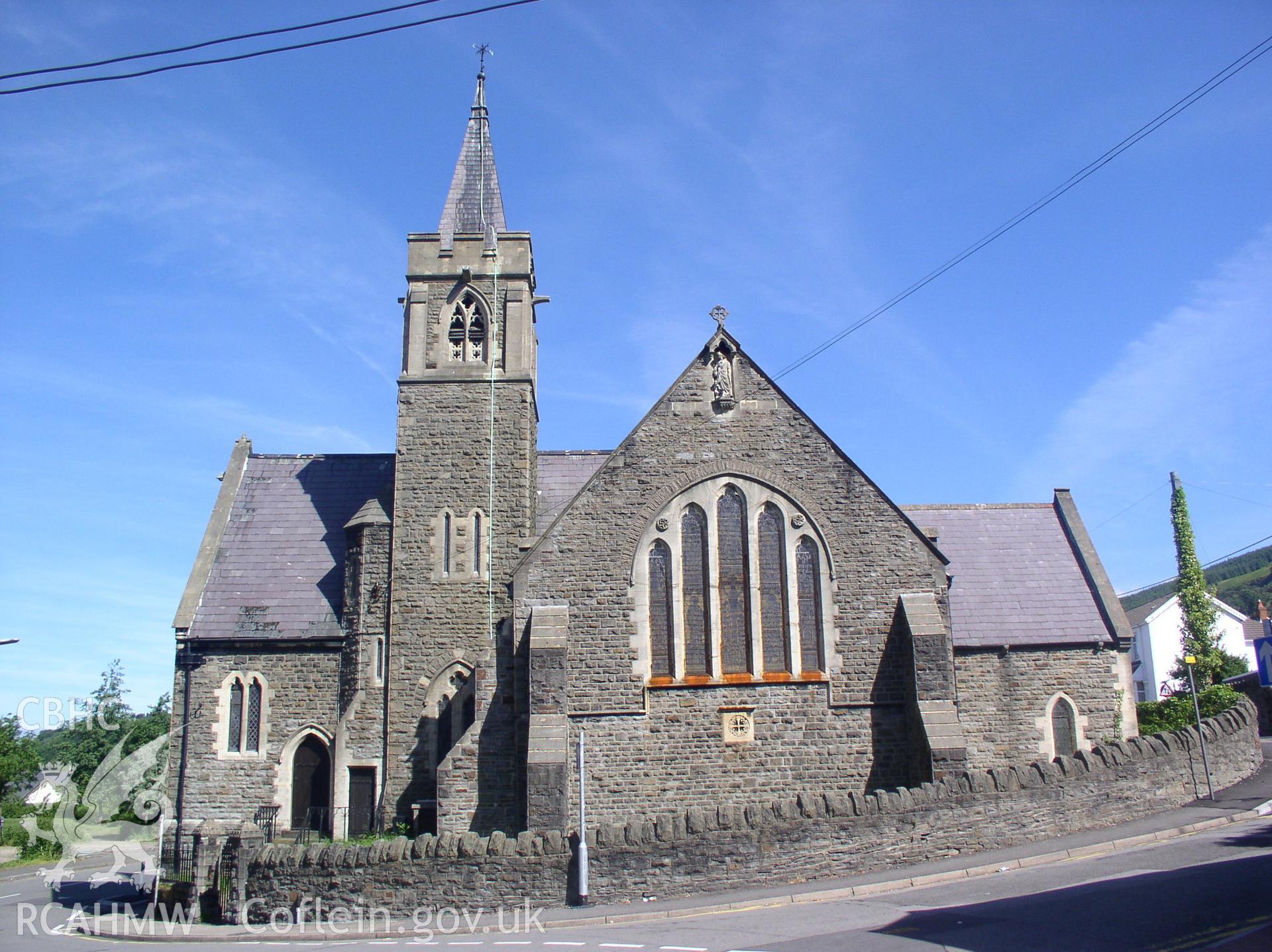 Colour digital photograph showing the exterior of St Margaret's Church, Mountain Ash; Glamorgan.
