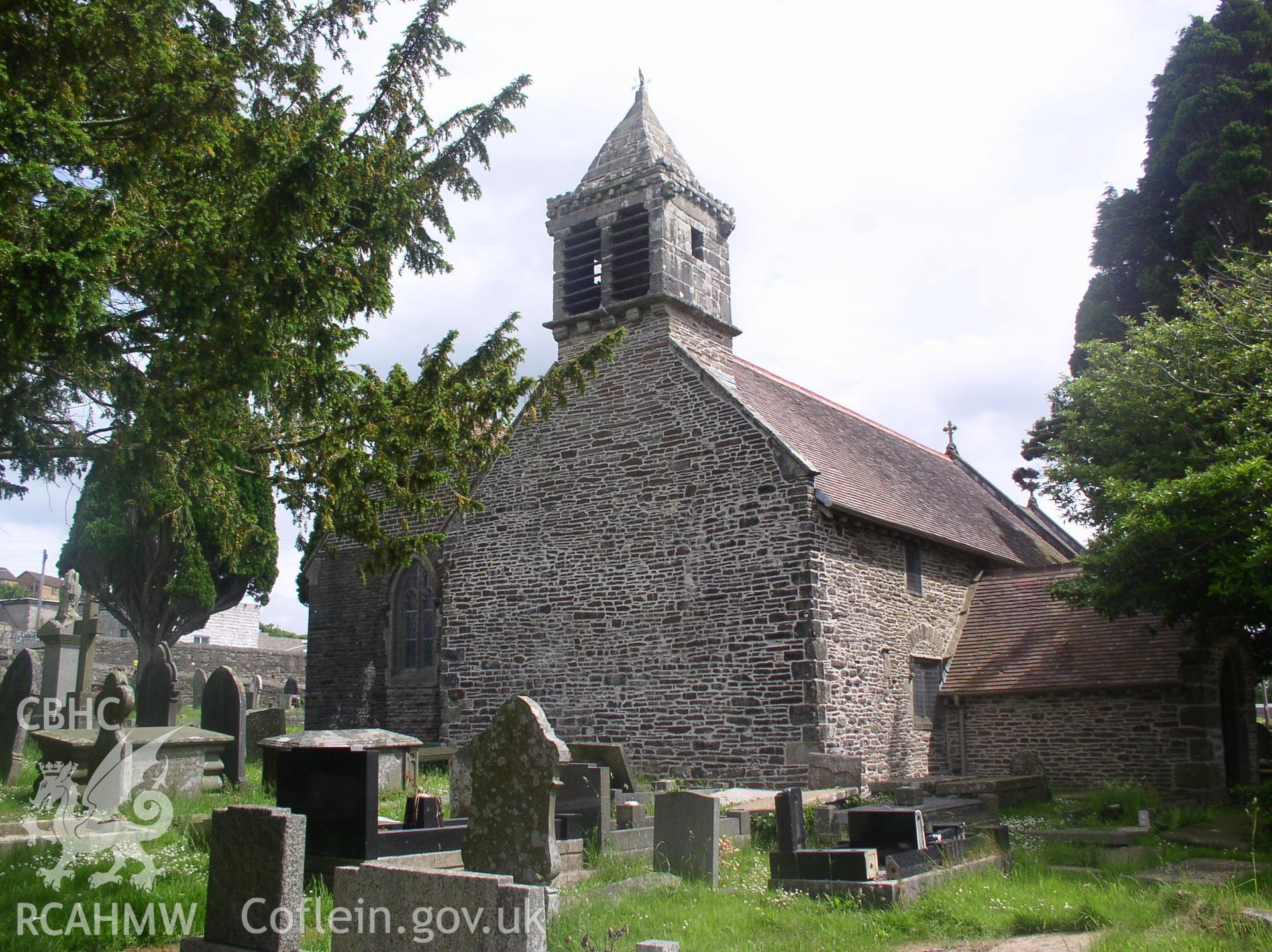 Colour digital photograph showing the exterior of the Church of St. David, Betws; Glamorgan.