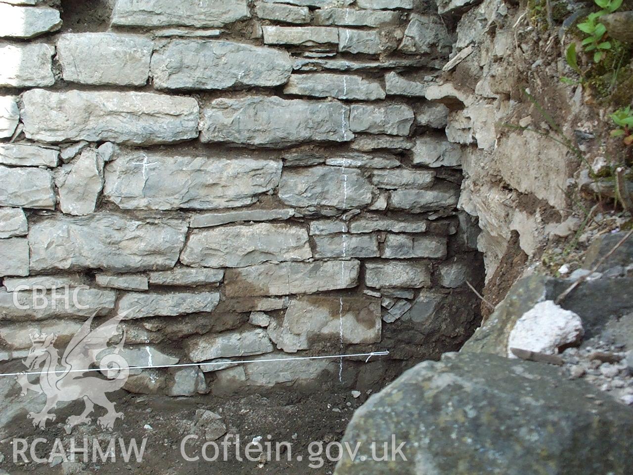 Colour digital image relating to  Standing Building Recording Report for Dinefwr Castle North West Tower 2002.