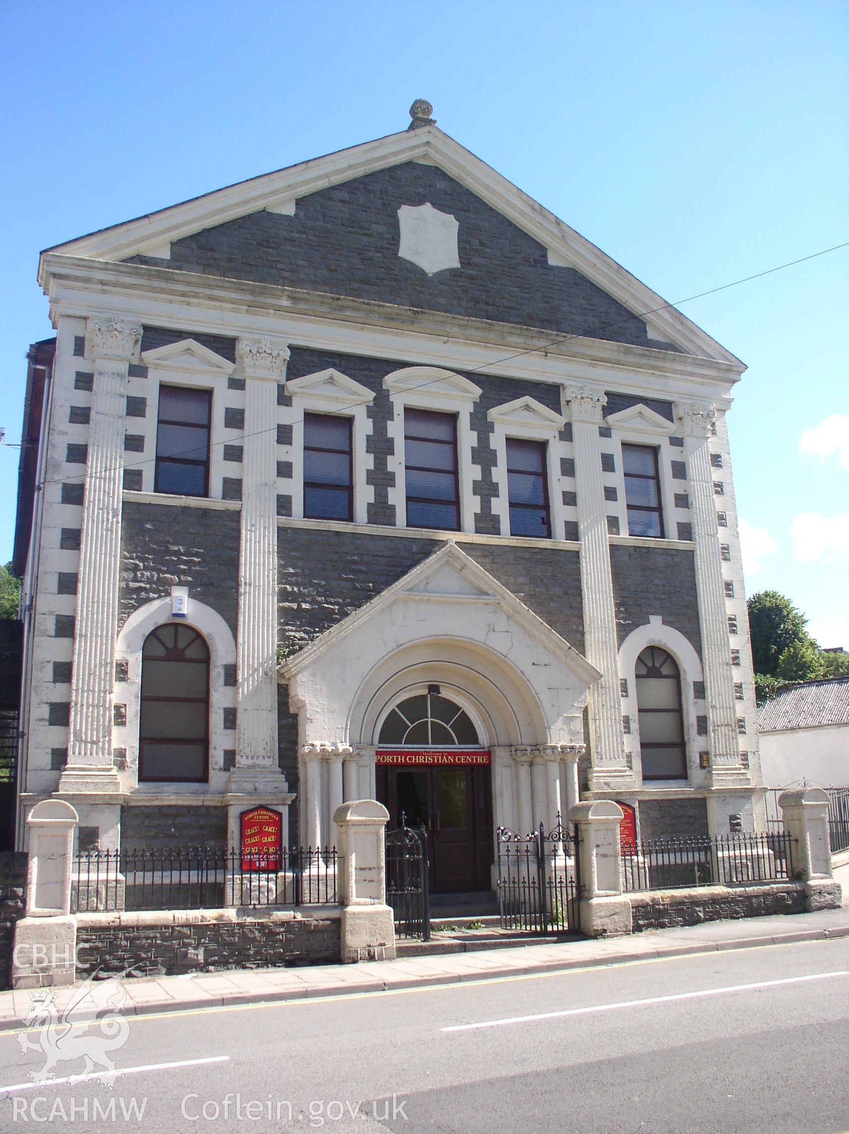 Colour digital photograph showing the exterior of Elim Pentecostal Church, Porth; Glamorgan.