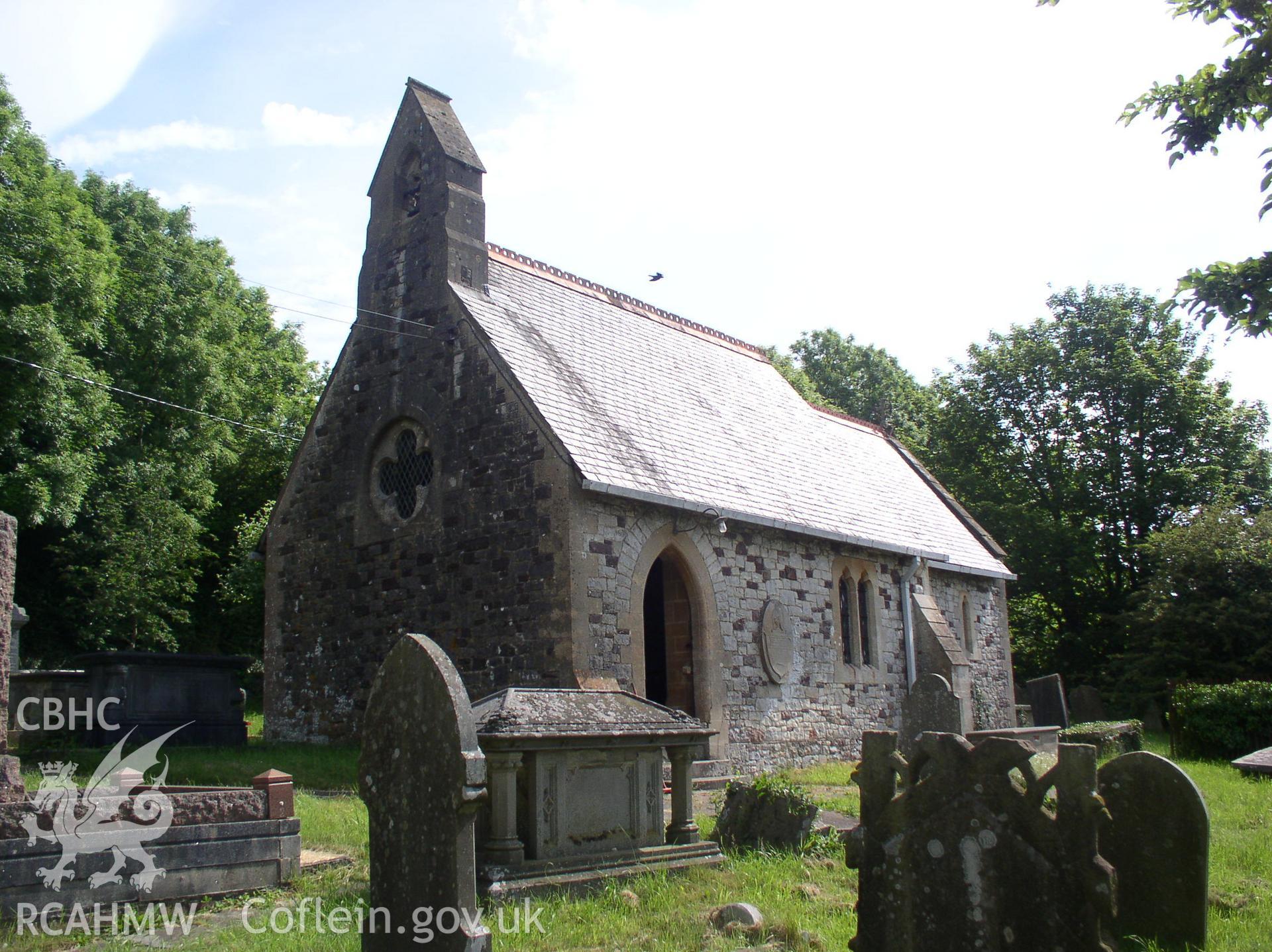 Colour digital photograph showing the exterior of St Elltteryn's Church, Capel Llanilltern.